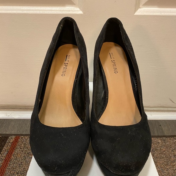 Black Suede Wedge Heels - Picture 2 of 3